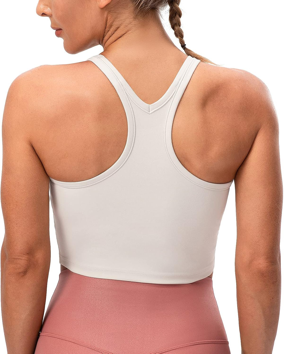 Lavento Women's Racerback Sports Bra Yoga Crop Top with Built in Bra at Amazon Women’s Clothing stor | Amazon (US)