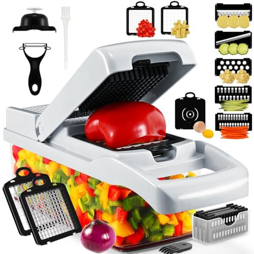 Professional Compact Vegetable Chopper, Veggie Chopper, Chopper Vegetable Cutter, Veggie Chopper with Container, Mandoline Slicer Dicer 9 Inserts | Amazon (US)