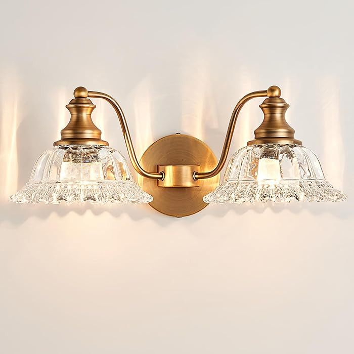Bathroom Vanity Lights Over Mirror Vintage Bathroom Light Fixtures 2 Light Brass Vanity Lights fo... | Amazon (US)