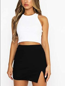 Bodycon Mini Skirts for Women High Waist Split Hem Pencil Skirts | Amazon (US)