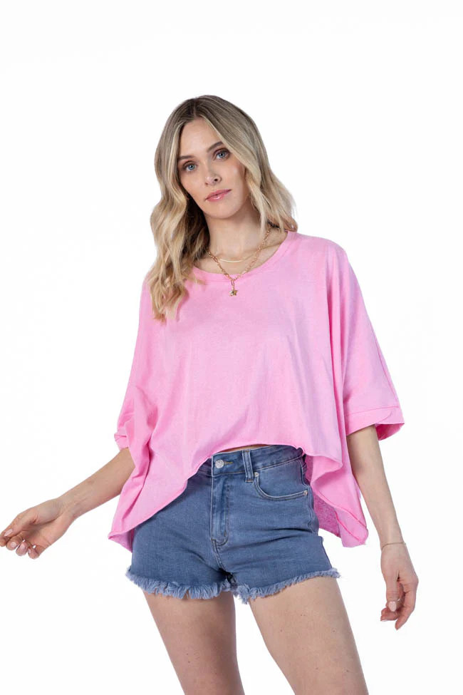 Great Days Ahead Pink Asymmetrical Hem Tee | Pink Lily