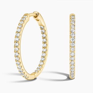 14K Yellow Gold Small Perfect Hoop Lab Diamond Earrings | Brilliant Earth
