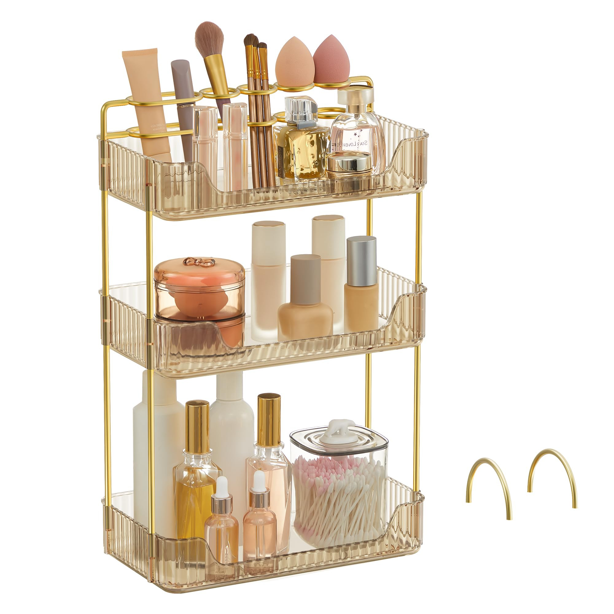 SONGMICS Makeup Organizer, 3-Tier Skincare Organizer Countertop, Customizable, 2 Types of Accesso... | Amazon (US)