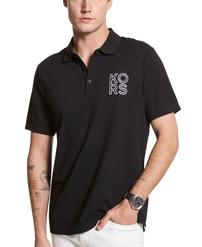 Michael Kors Men's Embroidered-Logo Polo  & Reviews - Casual Button-Down Shirts - Men - Macy's | Macys (US)