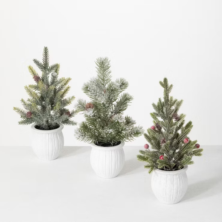Sullivans 1' Potted Pine Artificial Tree Set of 3, 12"H Green | Target