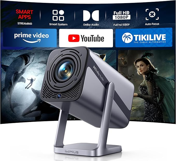 【Netflix Officially & Dolby Audio】Mini Projector, 30000Lumen Smart FHD 1080P Portable Project... | Amazon (UK)