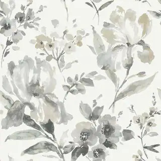 RoomMates 30.75 sq. ft. Iris Grey Peel and Stick Wallpaper RMK12298PL - The Home Depot | The Home Depot