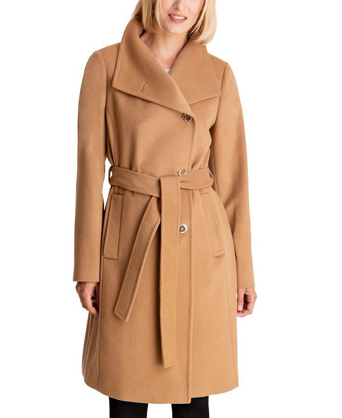 Michael Kors Petite Asymmetrical Belted Coat, Created for Macy's & Reviews - Coats - Petites - Ma... | Macys (US)