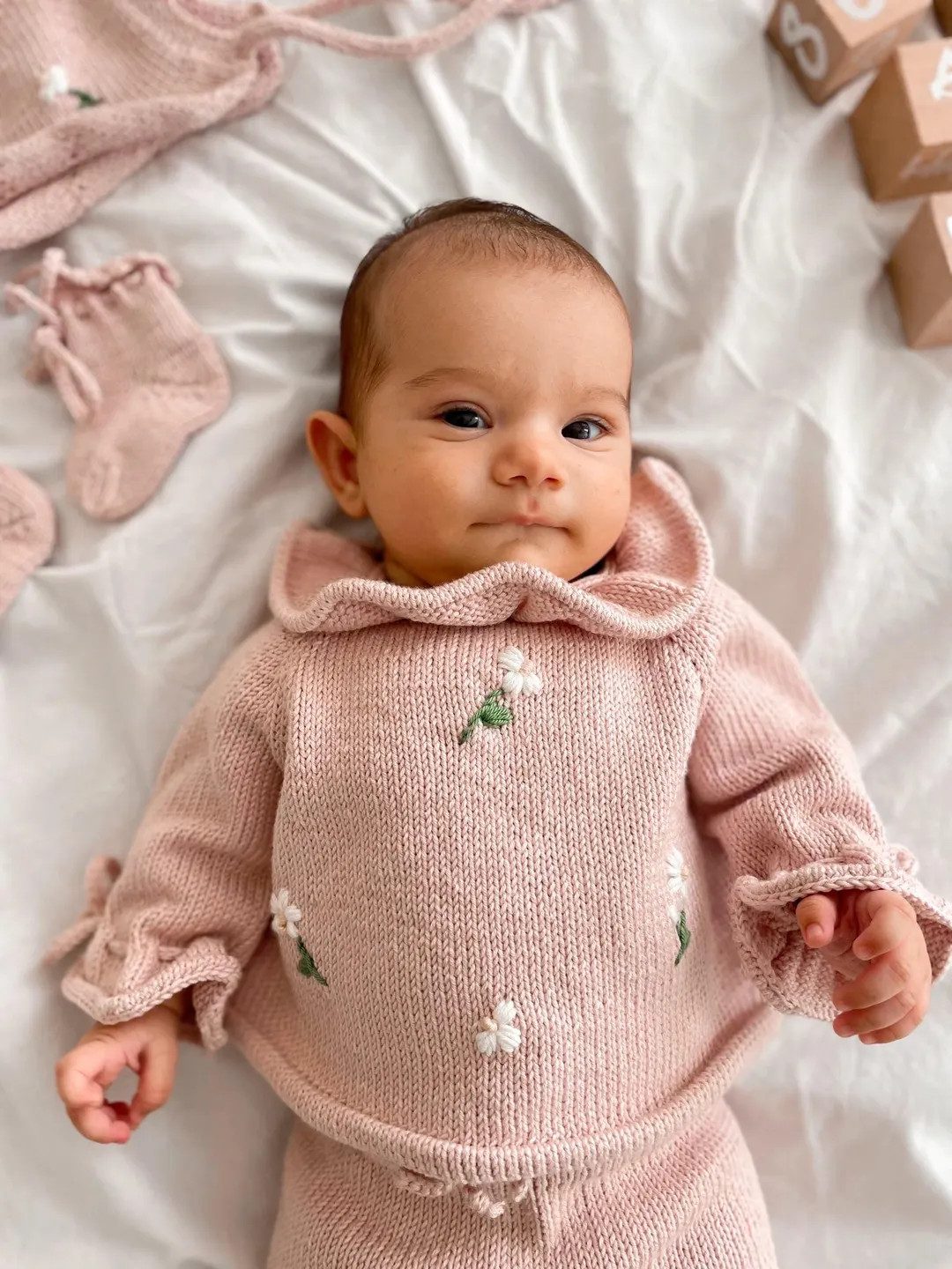 Newborn Baby Coming Home Outfit: Floral Embroidered Baby Sweater Set - Etsy | Etsy (US)