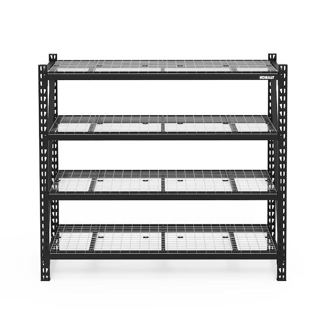 Kobalt Bolted 4 -Tier Heavy Duty Black Metal Utility shelving unit with Wire Shelves ( 77-in W x ... | Lowe's