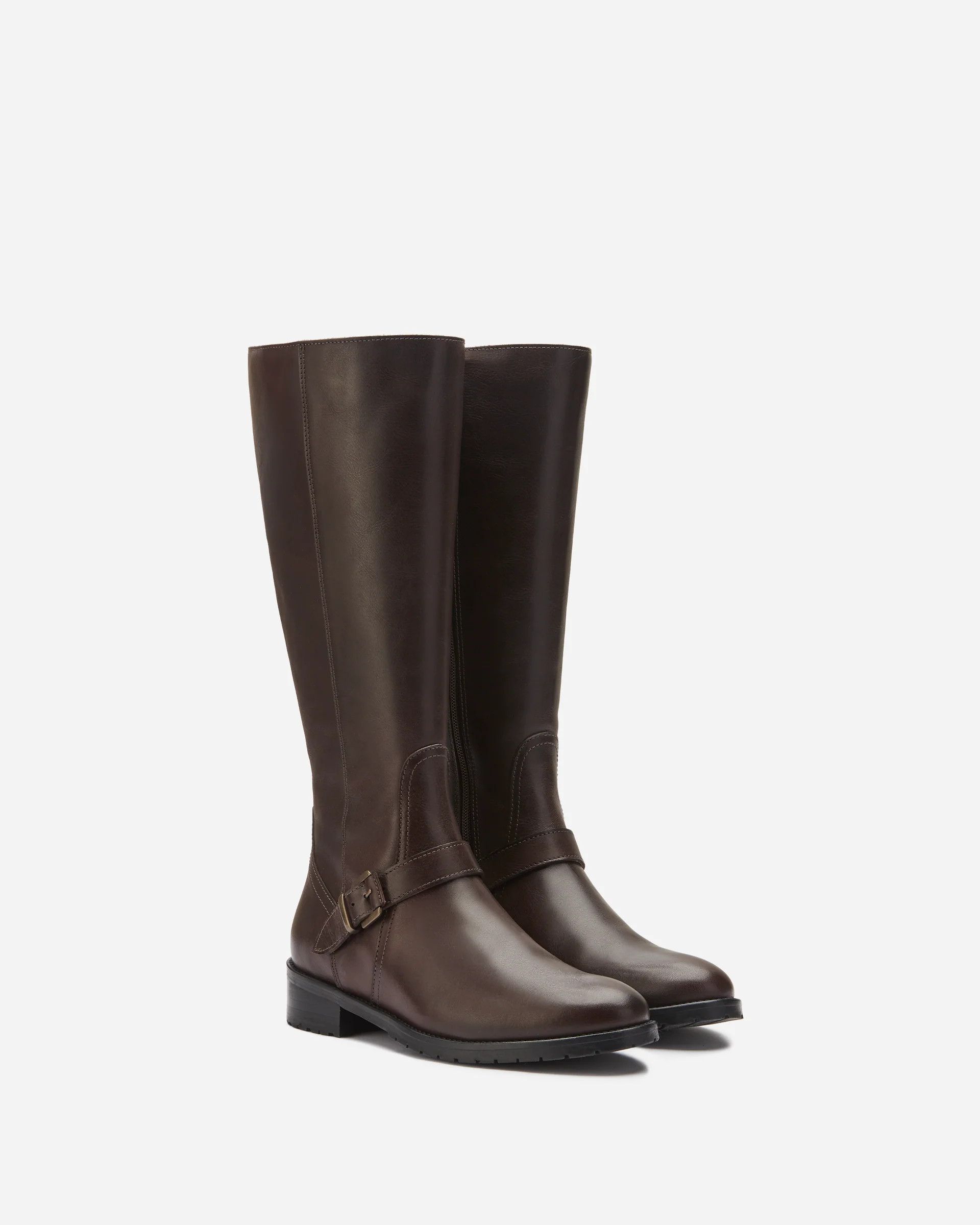 Charlotte Dark Brown Leather Knee High Flat Boots | DuoBoots | DuoBoots