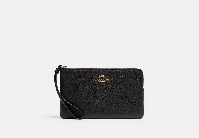 Coach Outlet Large Corner Zip Wristlet - Black, Size: Mini | Coach Outlet US