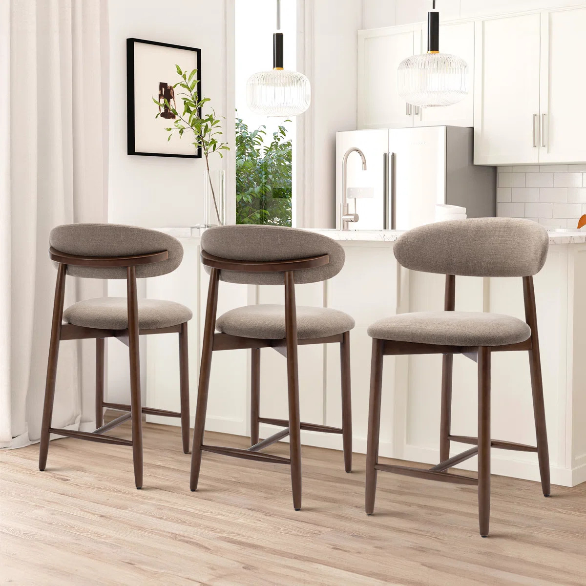 Upholstered 25'' Counter Stool with Solid Wood Frame | Wayfair North America