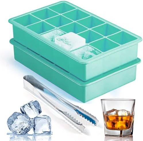 Silicone Ice Cube Trays for Freezer Set of 2, Square Ice Cubes Mold | Easy Release Silicone Old F... | Amazon (US)