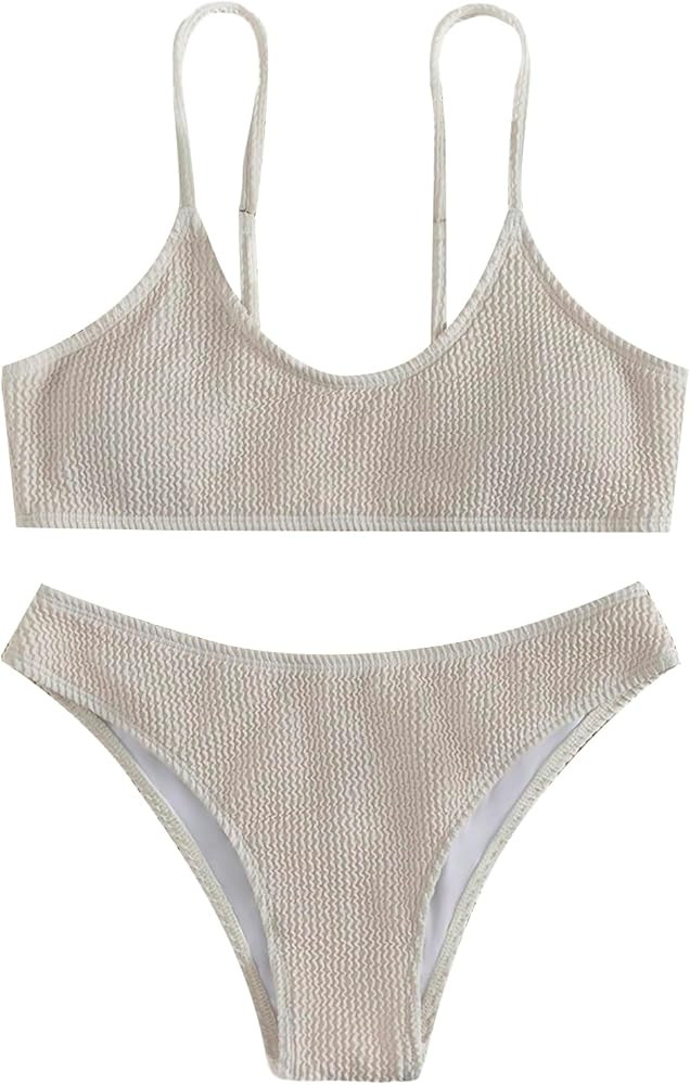 SOLY HUX Bikini Sets for Women Solid Textured Bikini Bathing Suits 2 Piece Swimsuit | Amazon (US)