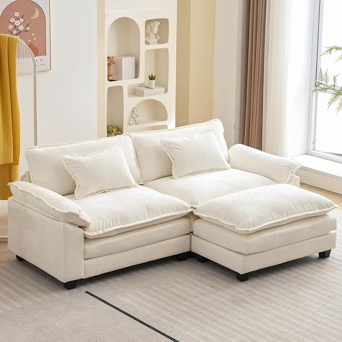 86" Modular Sectional Sofa, Comfy Cloud Couch Sectional Sofa with Ottoman, Chenille Sofa Sleeper ... | Amazon (US)