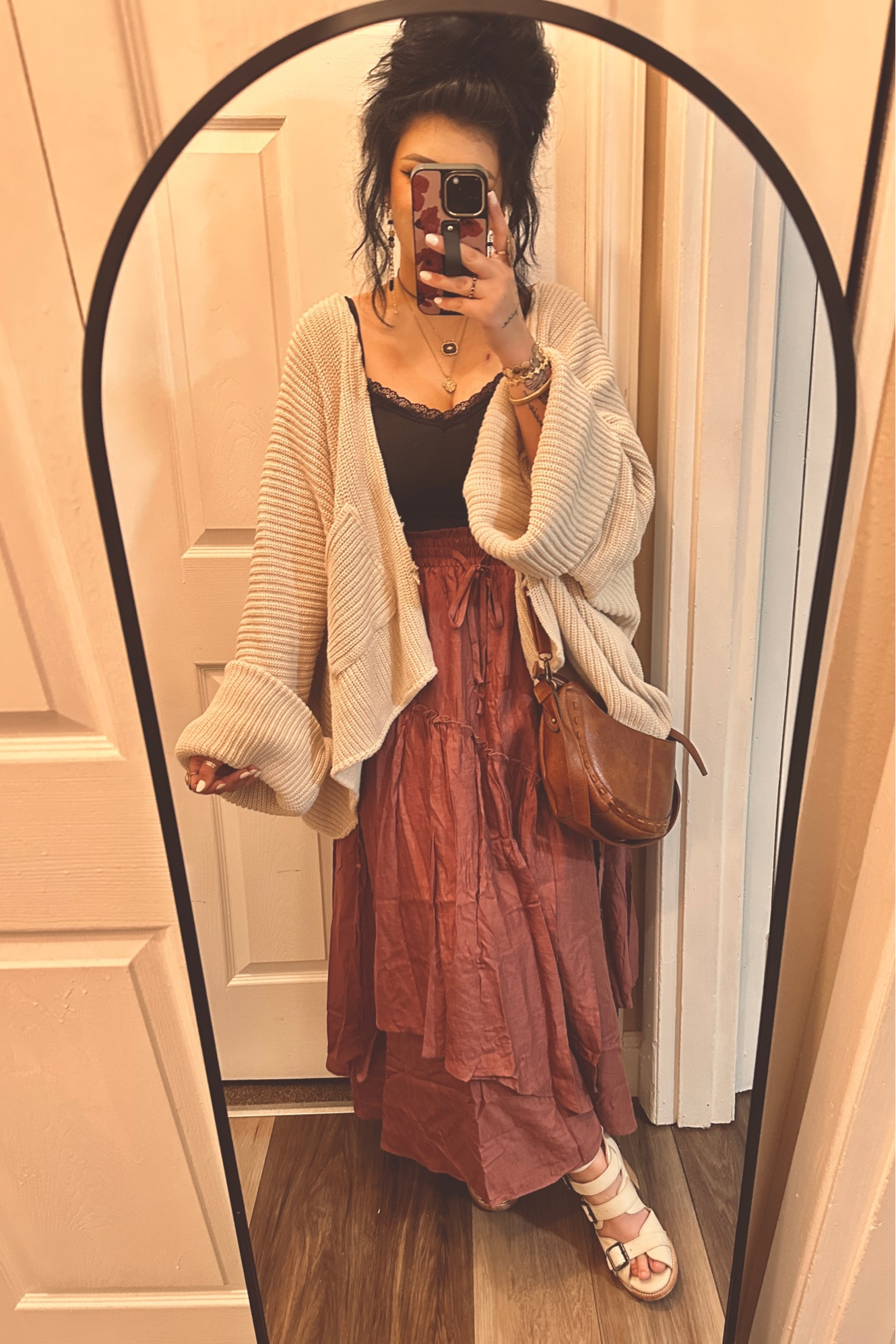 I linked what I could but here is where everything is from!
Sweater- @gardenbelleshop 
Tank- Amazon
Skirt- Amazon (got multiple colors. It’s SO good!) fits TTS  
Jewelry- @shopbohemiaboutique @freepeople  @heyharper
Shoes- @freebirdstores 
Bag- @gabes

#LTKFindsUnder100 #LTKStyleTip #LTKFindsUnder50