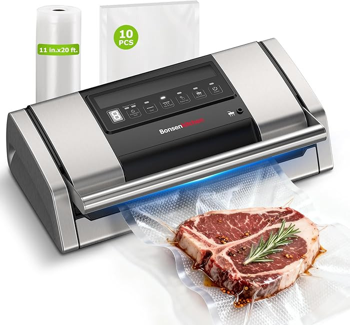Bonsenkitchen Vacuum Sealer for Food, Easy-Lock Handle Vacuum Sealer Machine with Bag Clip, Built... | Amazon (US)