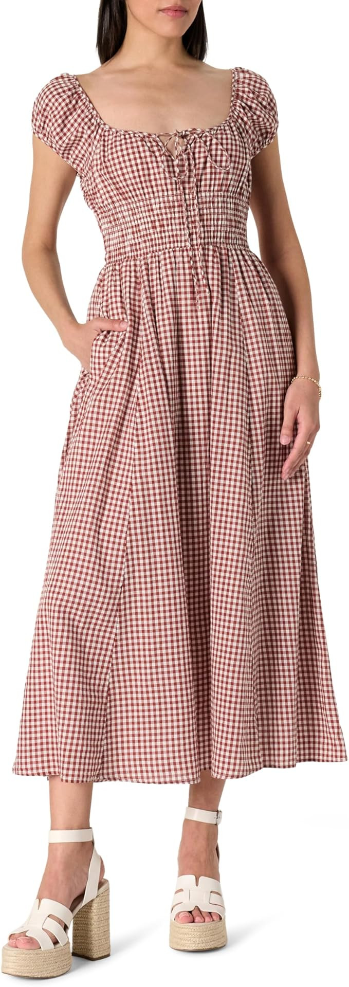 The Drop Women's Melody Cap Sleeve Tie Front Cotton Dress | Amazon (US)