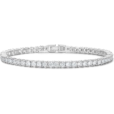 PAVOI 14K Gold Plated 3mm Cubic Zirconia Classic Tennis Bracelet | Gold Bracelets for Women | Siz... | Amazon (US)
