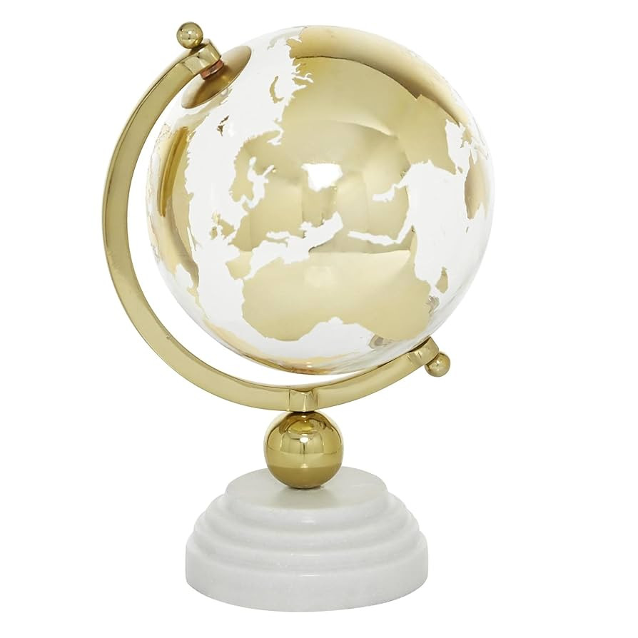 Deco 79 Marble Globe with Marble Base and Tiered Base, 8" x 8" x 13", Gold | Amazon (US)