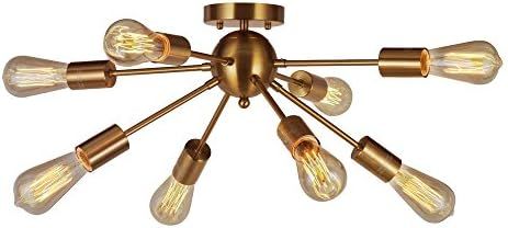 VINLUZ 8-Light Sputnik Chandelier Brushed Brass Semi Flush Mount Ceiling Light Modern Pendant Lig... | Amazon (US)