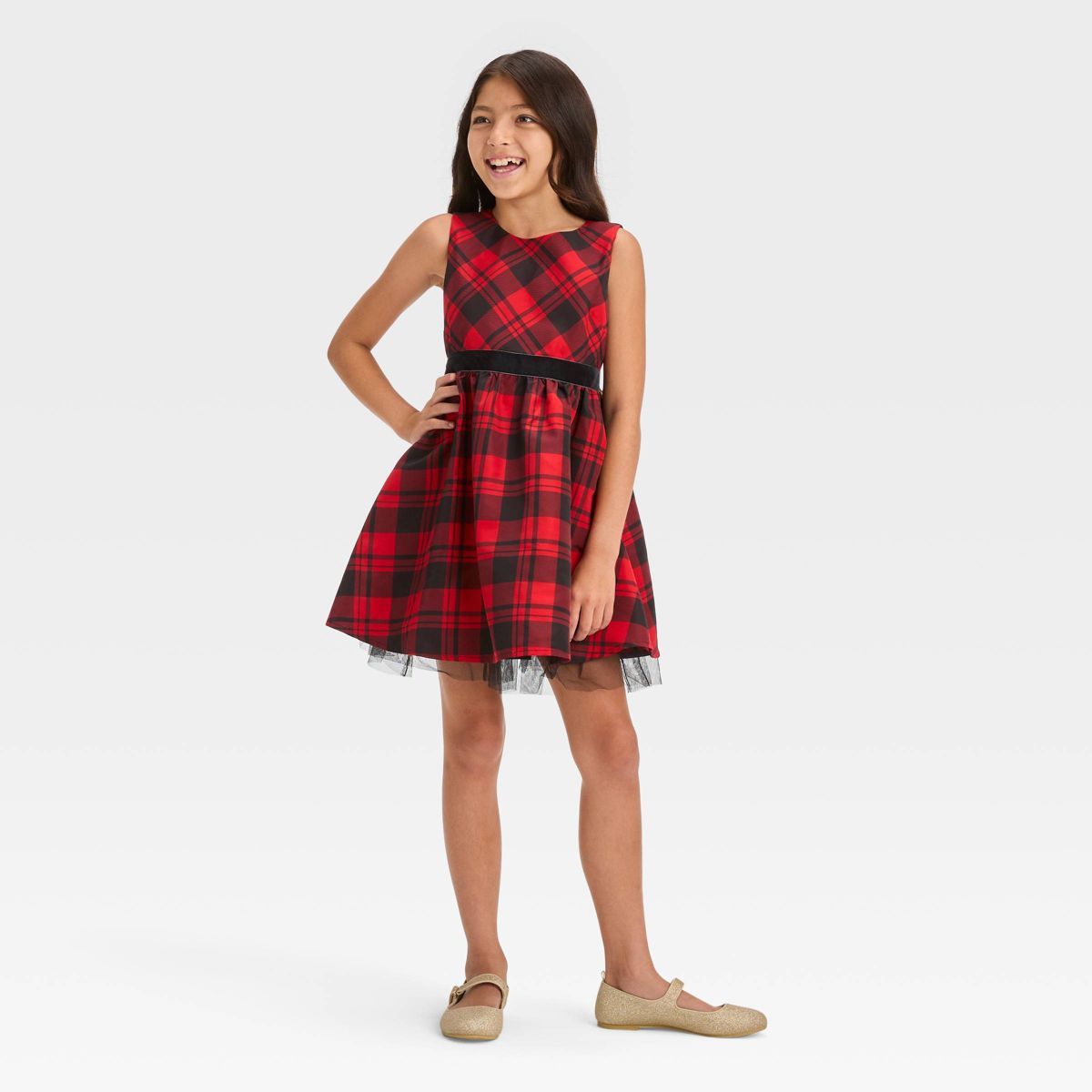 Girls' Sleeveless Plaid Dress - Cat & Jack™ Red | Target