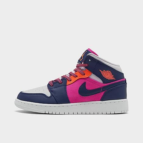 Jordan Girls' Big Kids' Air 1 Mid Casual Shoes in Pink Size 4.0 Leather | Finish Line (US)
