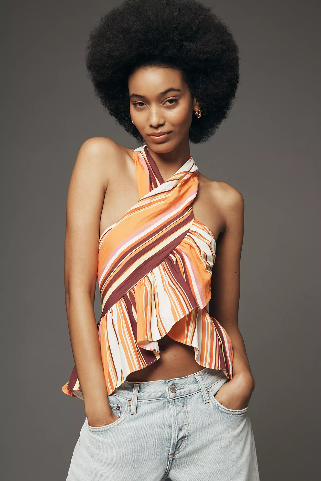 Mare Mare Ruffle Cross-Neck Halter Tank | Anthropologie (US)