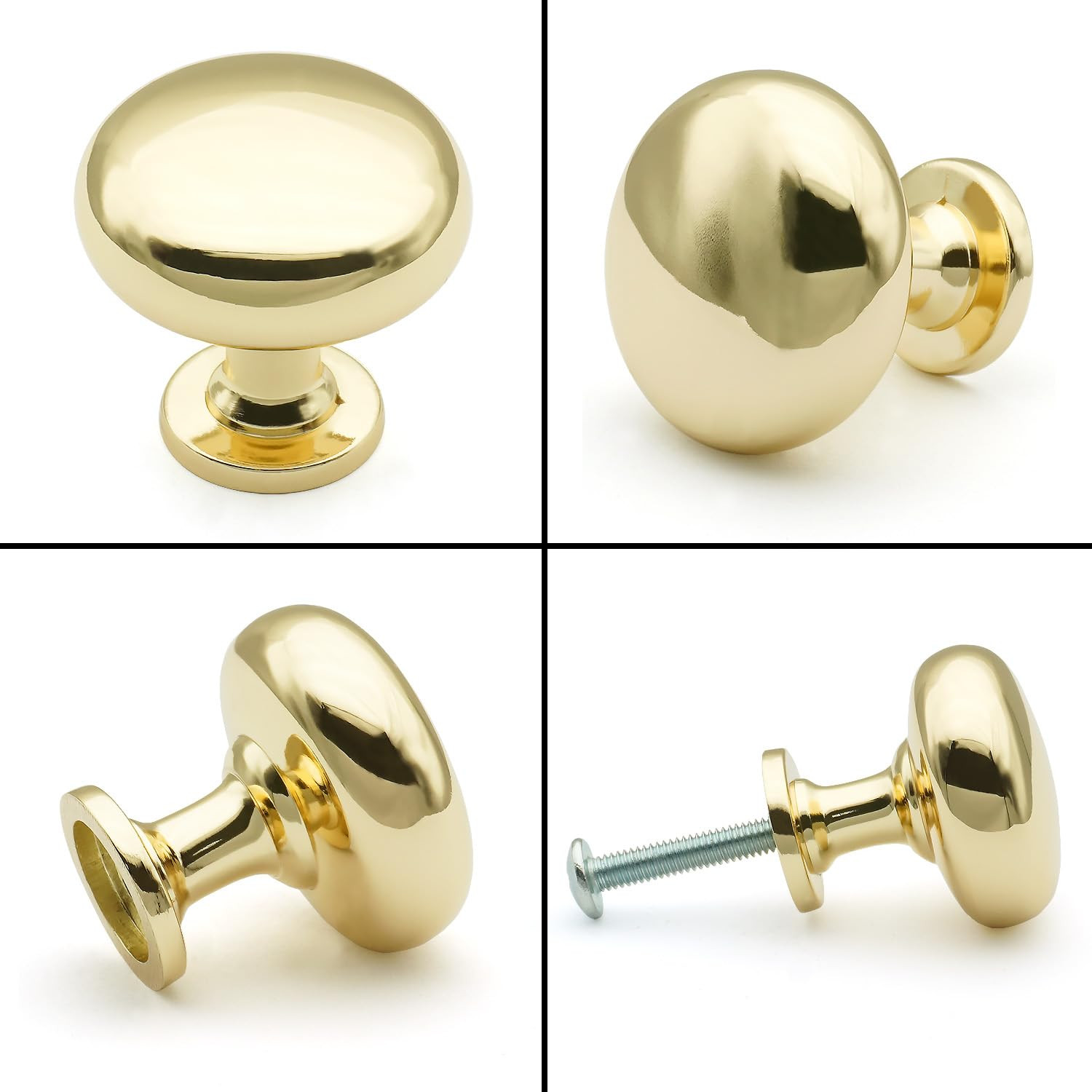 10 Pack Polished Brass Cabinet Knobs 1-1/7 Inch(29mm) Diameter Shiny Polished Gold Round Drawer K... | Amazon (US)