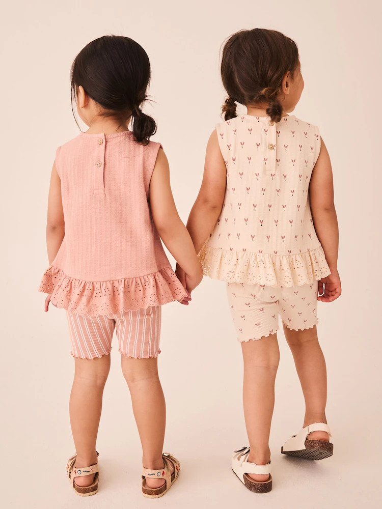 Neutral Ditsy Vest and Shorts Set 2 Pack (3mths-7yrs) | Next US