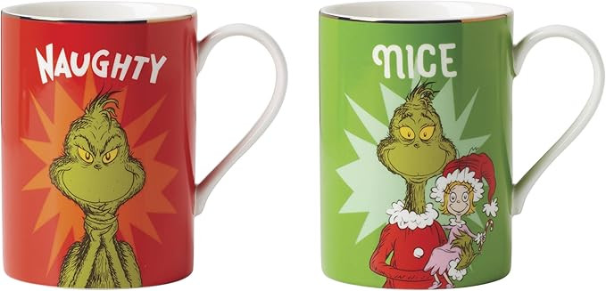 Lenox Merry Grinchmas Naughty & Nice Mug Set, 2 Count, Green | Amazon (US)