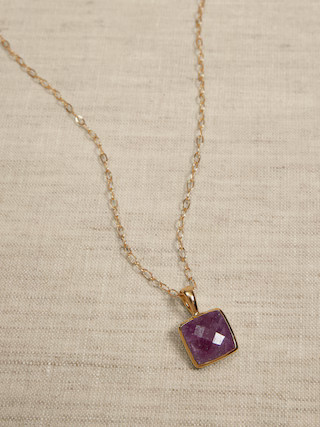 Square Facet Ruby Pendant Necklace | Aureus + Argent | Banana Republic (US)