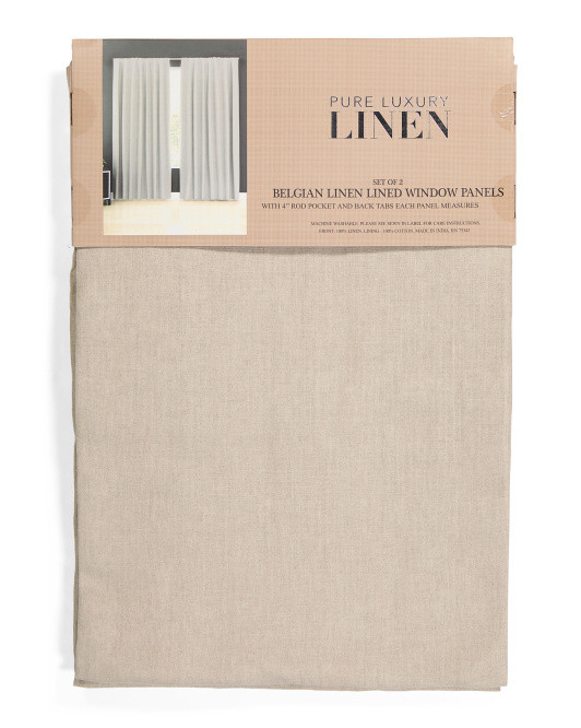 Set Of 2 Lined Belgian Linen Window Panels | TJ Maxx