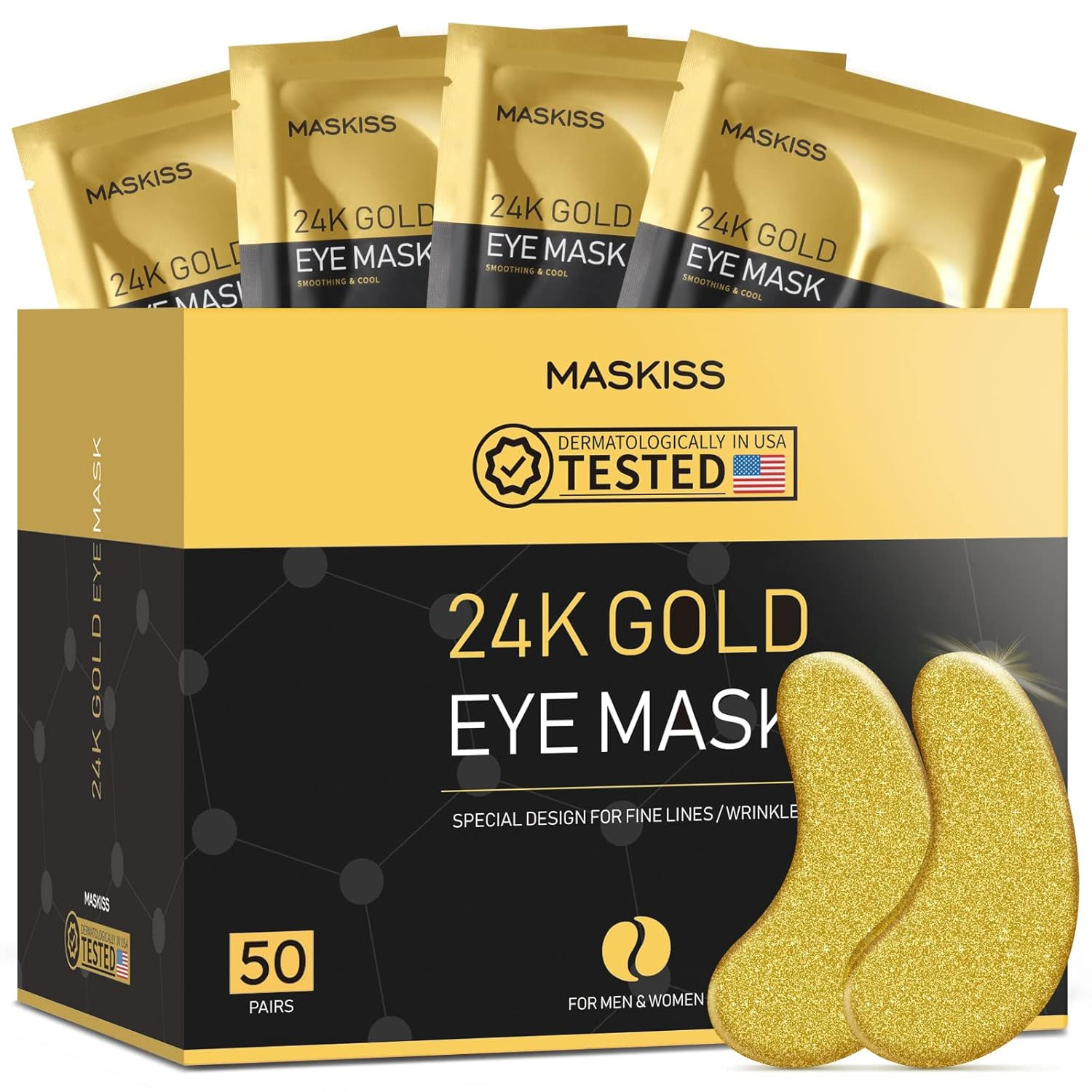 24k Gold Under Eye Patches (50 Pairs), eye mask, Collagen Skin Care Products, Eye Patches for Puf... | Amazon (US)
