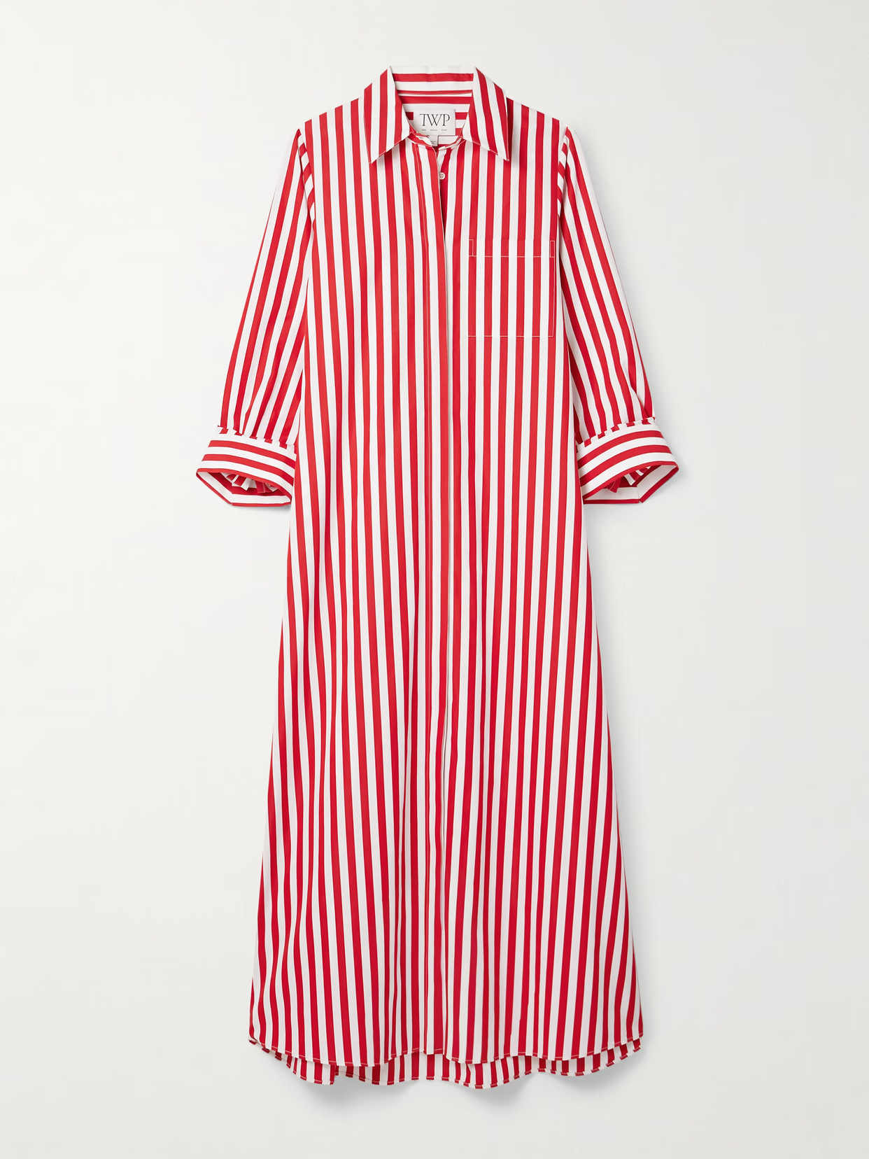 TWP - Jenny's Oversized Striped Cotton-poplin Maxi Shirt Dress - Red | NET-A-PORTER (US)