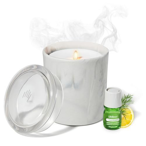 Lifelines Flameless Candle Aromatherapy Diffuser with ClickWick Essential Oil Blend - Cordless & Waterless Scent Diffuser for Home - Electric Candles with Blow Out Flame - Marble Design | Amazon (US)