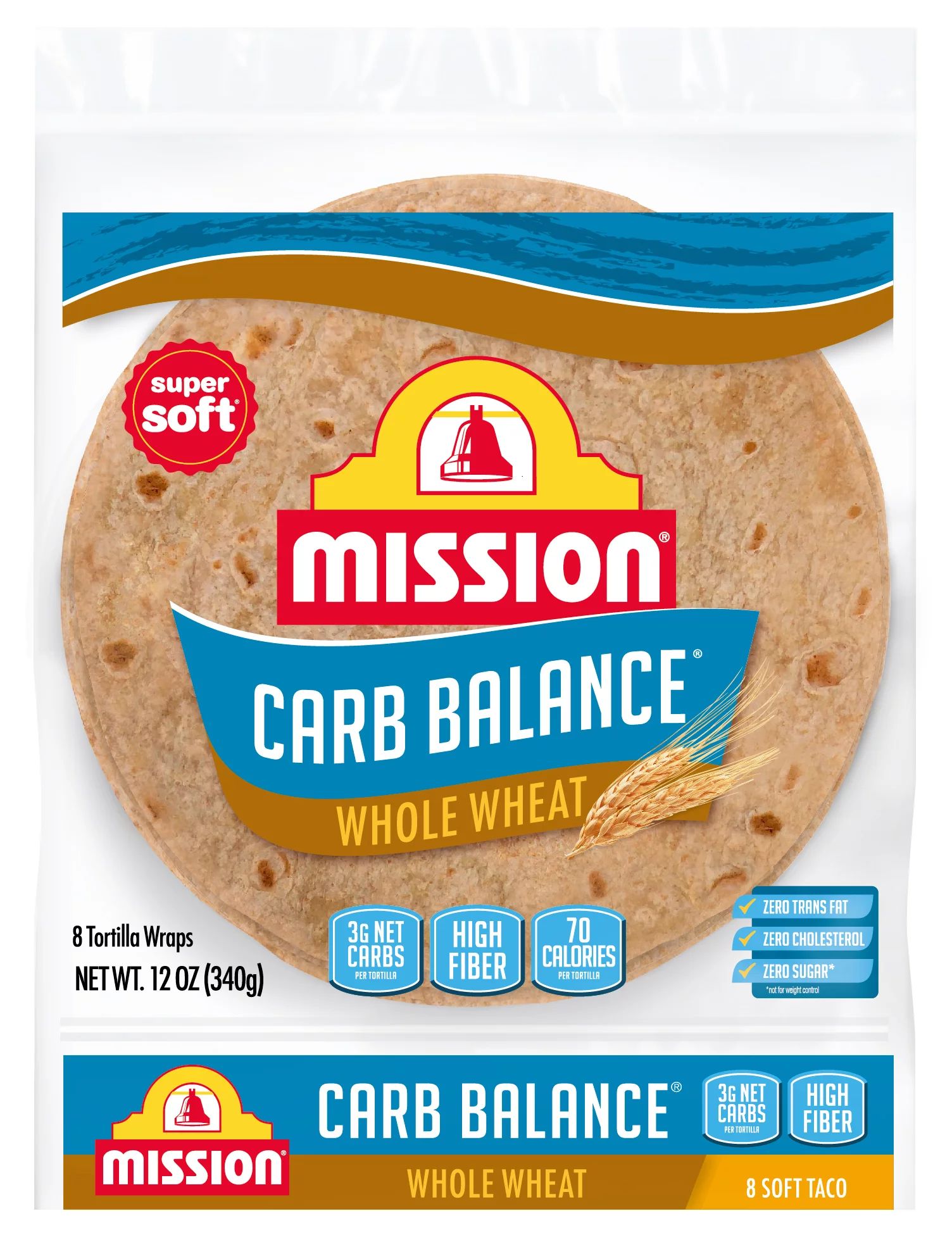 Mission Carb Balance Soft Taco Whole Wheat Tortillas, 12 Oz, 8 Count - Walmart.com | Walmart (US)