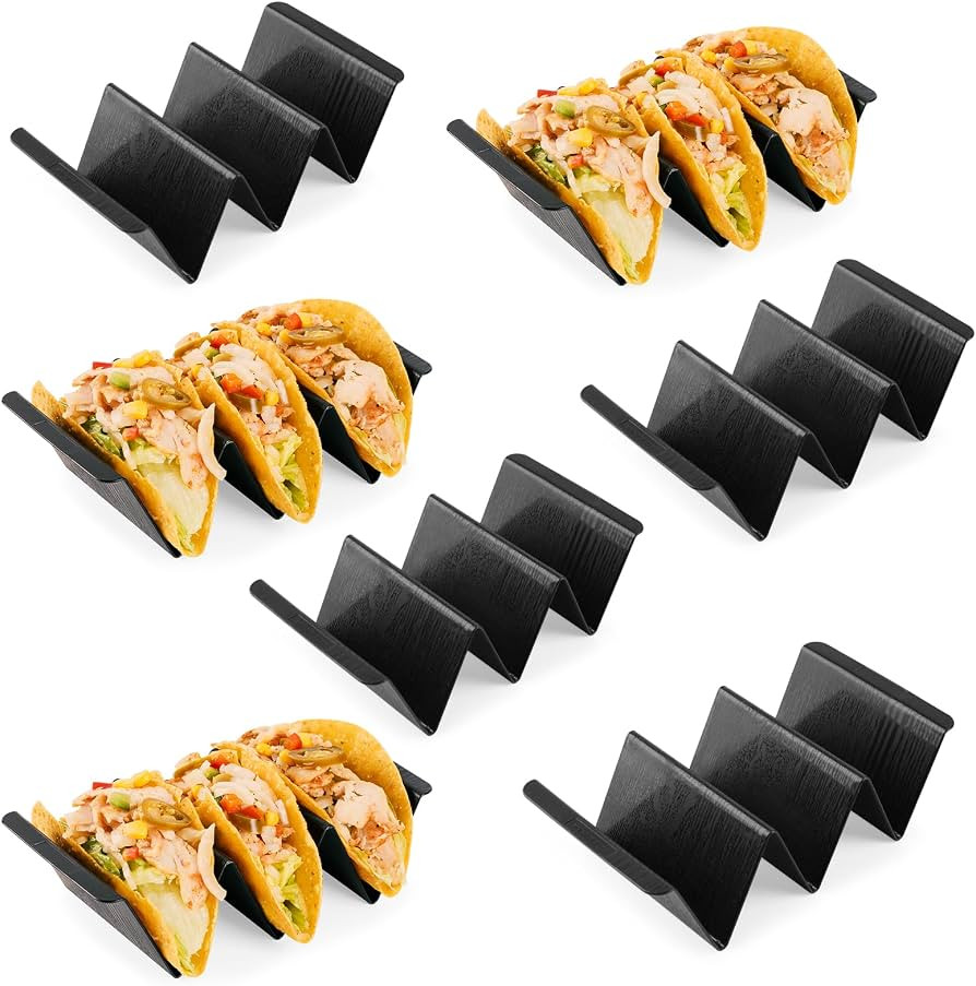 7 Pcs Taco Holder Stands, Black Large Tray Plates Plastics Holder for Baking, Dishwasher and Micr... | Amazon (US)