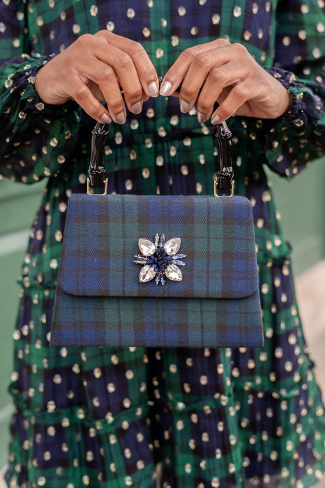 Lulu Blue Plaid - Rhinestone Navy Starburst | Lisi Lerch Inc