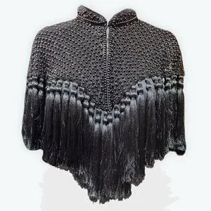 Black Beaded Fringe Cape | Poshmark