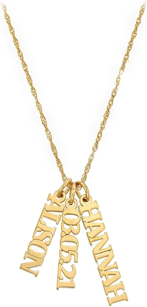 OAK & LUNA - Personalized Singapore Chain Name Necklace with Diamond Options | Amazon (US)