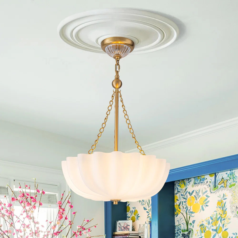 Classic Glam 3-Light Pleated Glass Chandelier | Wayfair North America