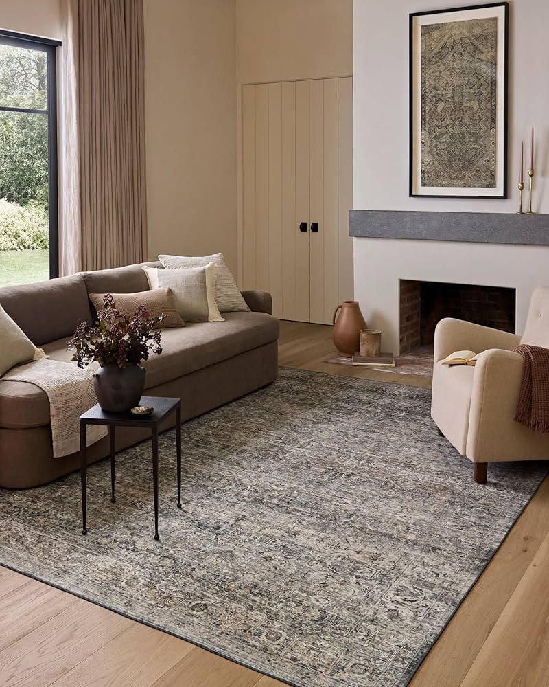 Loloi Amber Lewis Josie Collection JOS-05 Dove/Gold 7'-6" x 9'-6" Area Rug | Amazon (US)