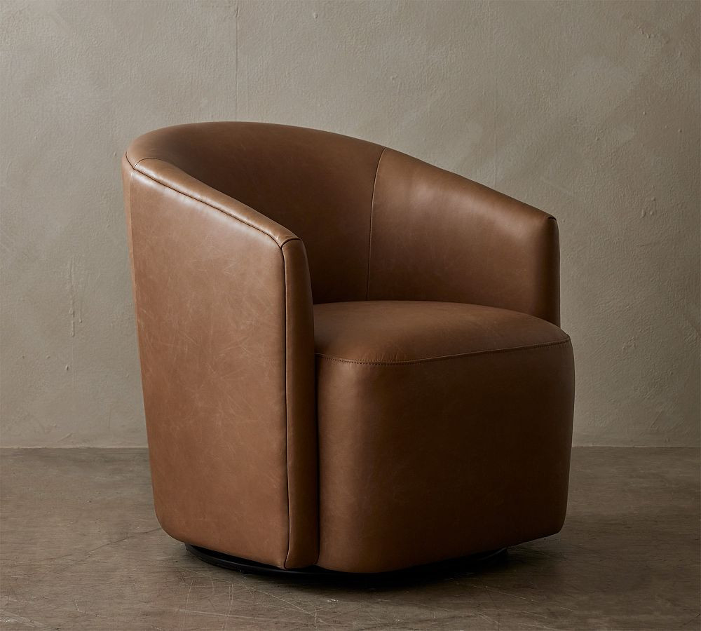 Preston Leather Swivel Chair | Pottery Barn (US)