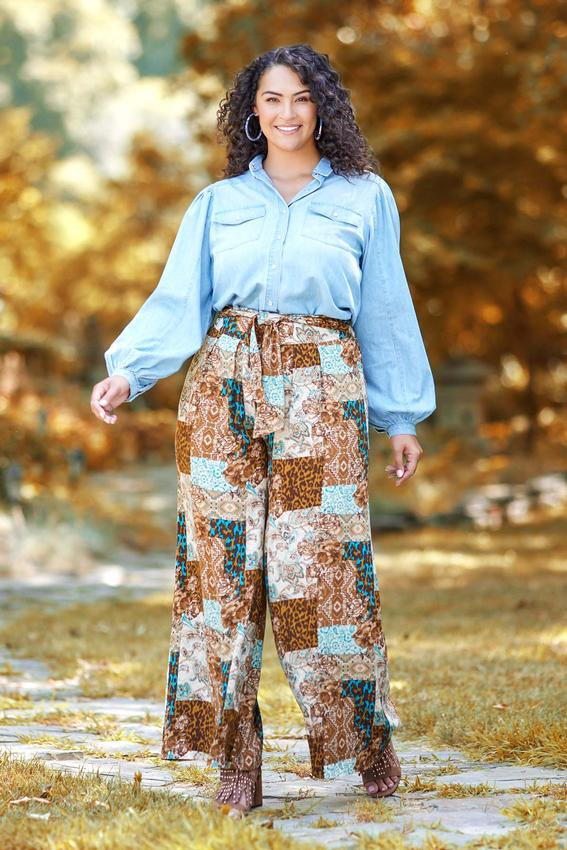 Plus Size Floral Patchwork Pants | Cato Fashions