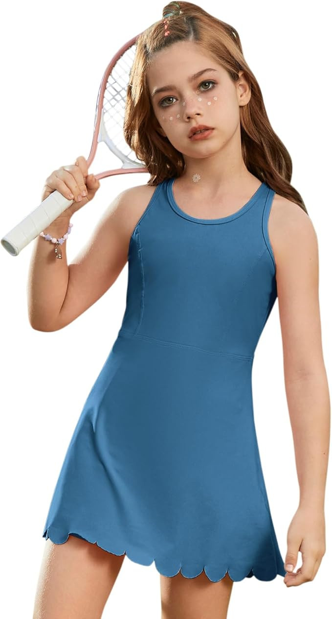 Jxstar Girls Tennis Dress Sleeveless Golf Outfit High Waist Workout Athletic Skorts Sets with Sho... | Amazon (US)