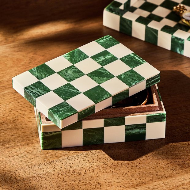 Buy Habitat Checkered Resin Green Trinket Box | Decorative storage boxes | Habitat | Habitat UK
