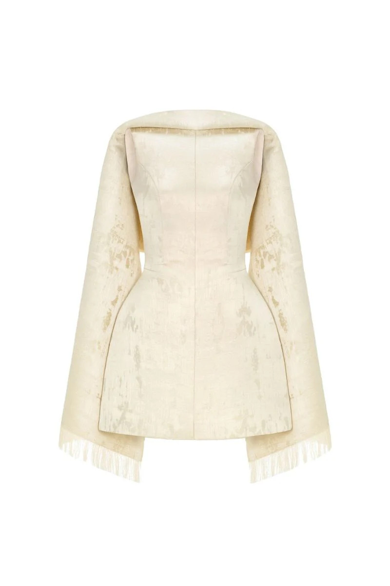GOLD TAYLORED SCARF MINI DRESS | Montsand | CULT MIA | CULT MIA UK LTD