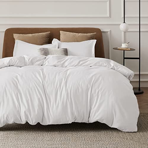 BEDSURE White Duvet Covers King Size - Soft Brushed Microfiber Duvet Cover Set 3 Pieces with Zipp... | Amazon (US)